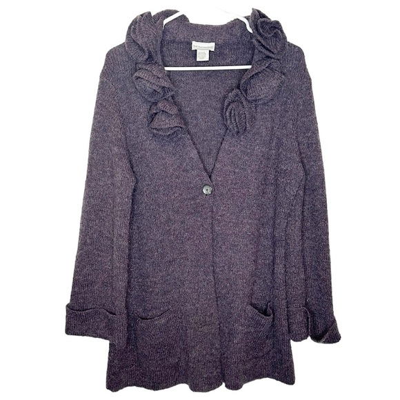 Soft Surroundings‎ Rosette Cardigan Women's Medium Purple Alpaca Wool 23440 - Picture 1 of 7